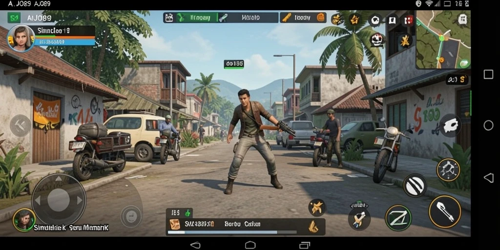 Screenshot utama AJO89 menunjukkan aksi gameplay yang dinamis dan menarik.