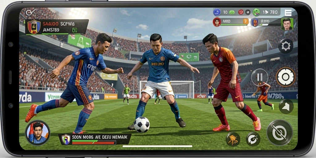 Tampilan gameplay seru dalam AMS789 dengan aksi sepak bola menegangkan.