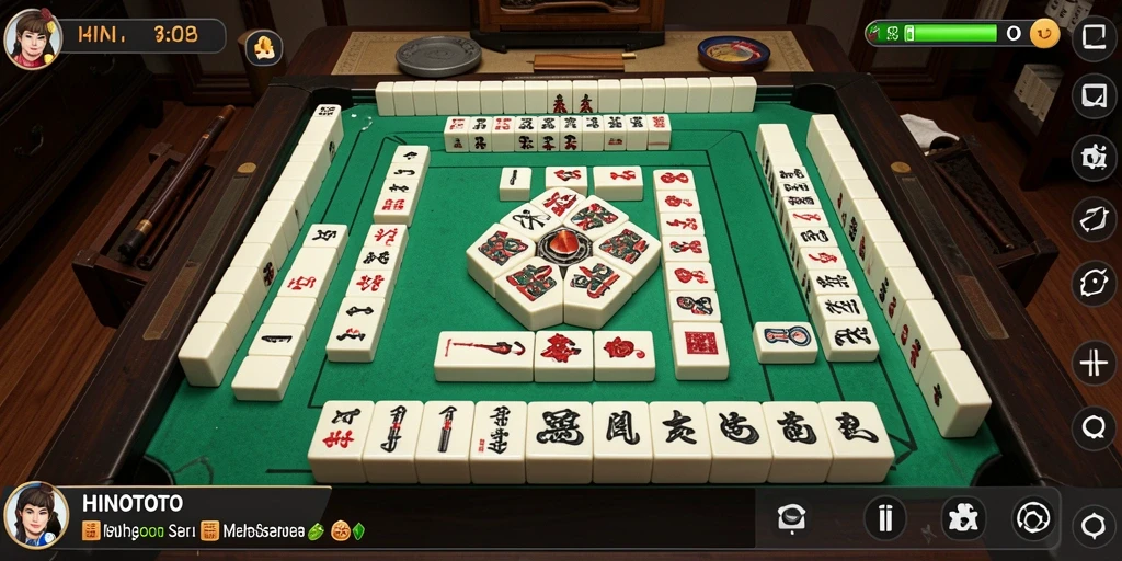 Screenshot gameplay HINOTOTO menunjukkan keseruan permainan Mahjong.