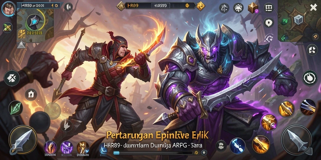 Gameplay seru dalam HR89 dengan pertarungan ARPG yang mendebarkan.