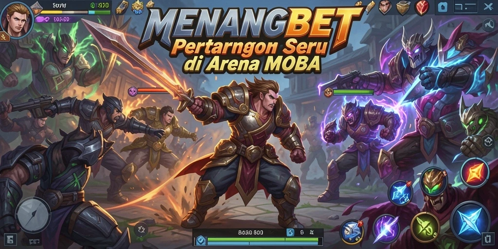 Tampilan gameplay MENANGBET yang seru dalam pertempuran MOBA.
