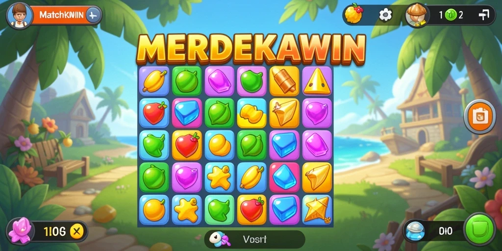 Tampilan gameplay menarik dari permainan Match-3 MERDEKAWIN.