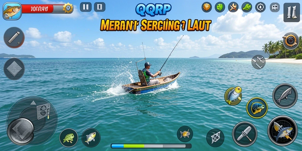 Tampilan menyenangkan dari gameplay memancing di QQRP.