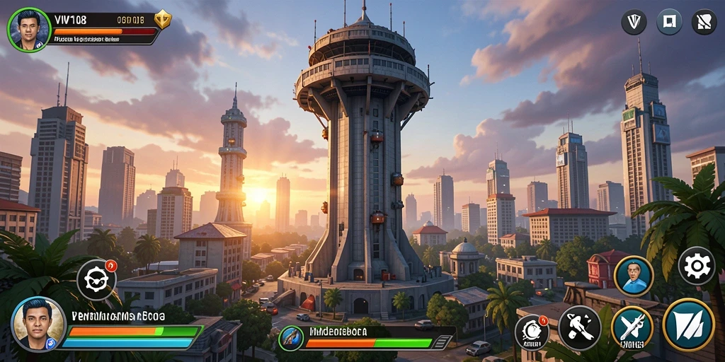 Menampilkan aksi mendebarkan dalam gameplay Tower Defense.